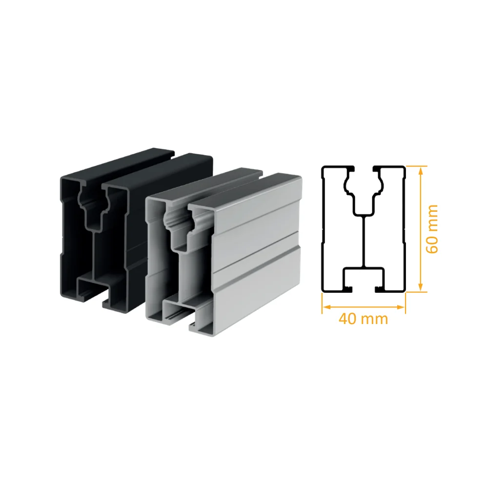 SL Rack RAIL 60 moduļa atbalsta profils — skats 2