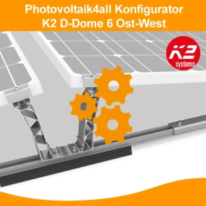 K2 Systems D-Dome 6 mounting system for flat roofs, east-west — view 1
